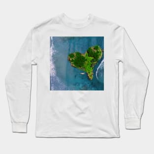 Heart islands in Blue ocean photography Long Sleeve T-Shirt